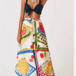 Anthropologie farm rio skirt like  new  Xxs stretch waist. 40 in. Long w/tassle